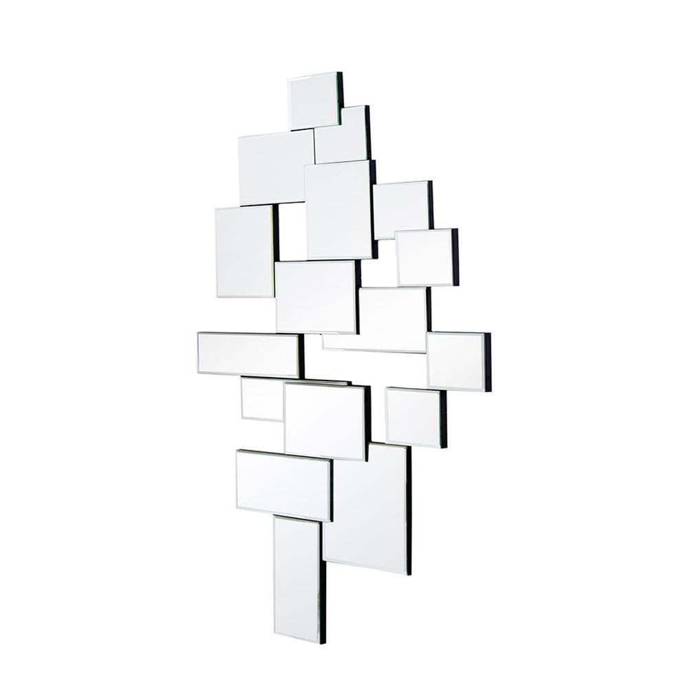 Clear Abstract Glass Contemporary Panels Unframed Accent Mirror - 30-inch