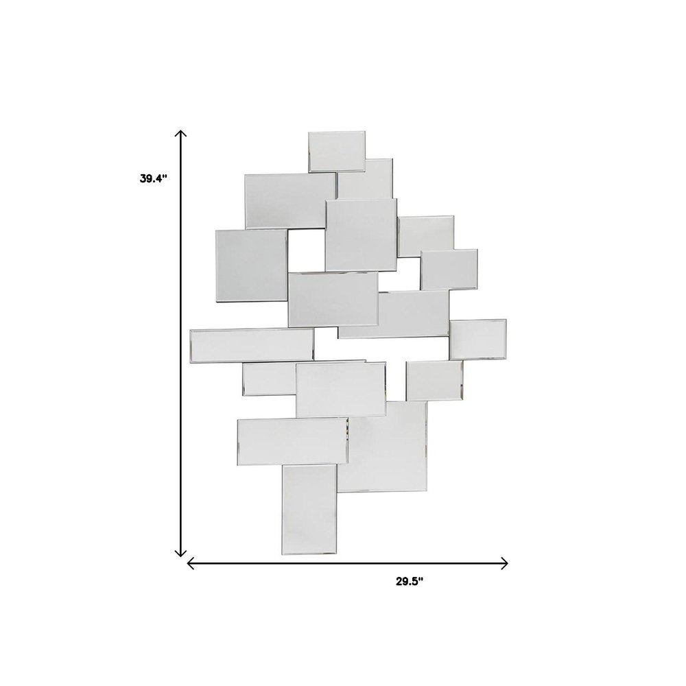 Clear Abstract Glass Contemporary Panels Unframed Accent Mirror - 30-inch
