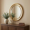 Gold Geo Dot Round Double Frame Accent Mirror - 35-inch