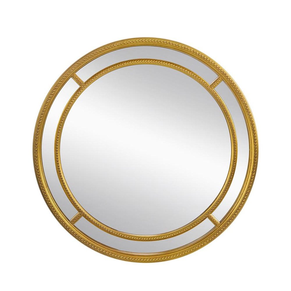 Gold Geo Dot Round Double Frame Accent Mirror - 35-inch
