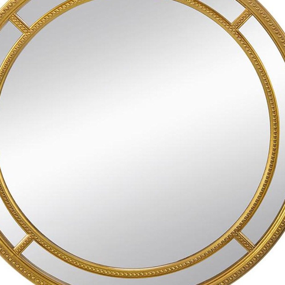 Gold Geo Dot Round Double Frame Accent Mirror - 35-inch