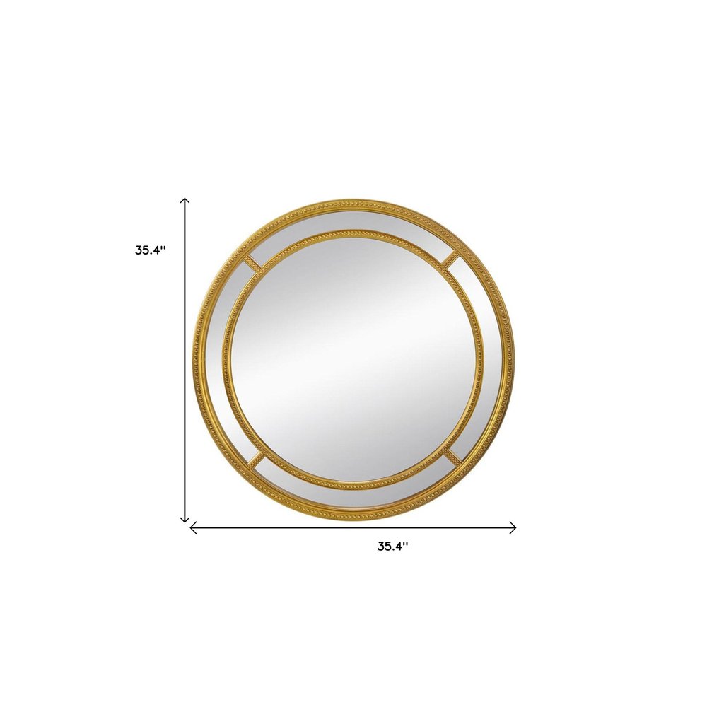 Gold Geo Dot Round Double Frame Accent Mirror - 35-inch