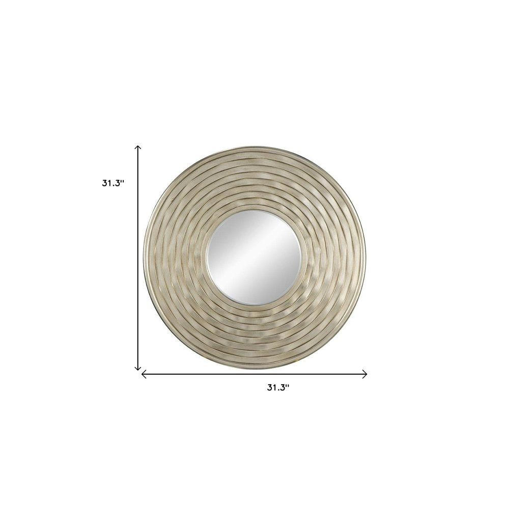 Silver Round Dimensional Thick Frame Accent Mirror - 31-inch