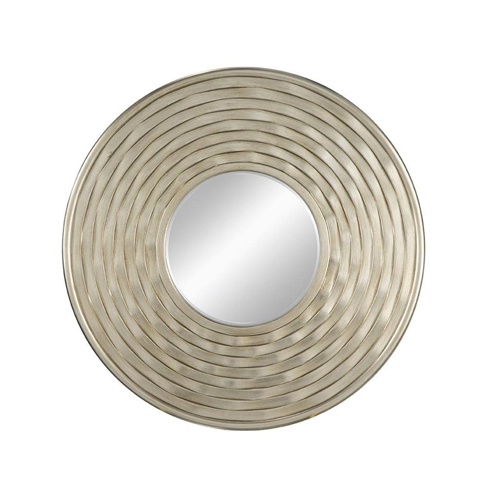 Silver Round Dimensional Thick Frame Accent Mirror - 31-inch