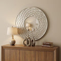 Silver Round Dimensional Thick Frame Accent Mirror - 31-inch