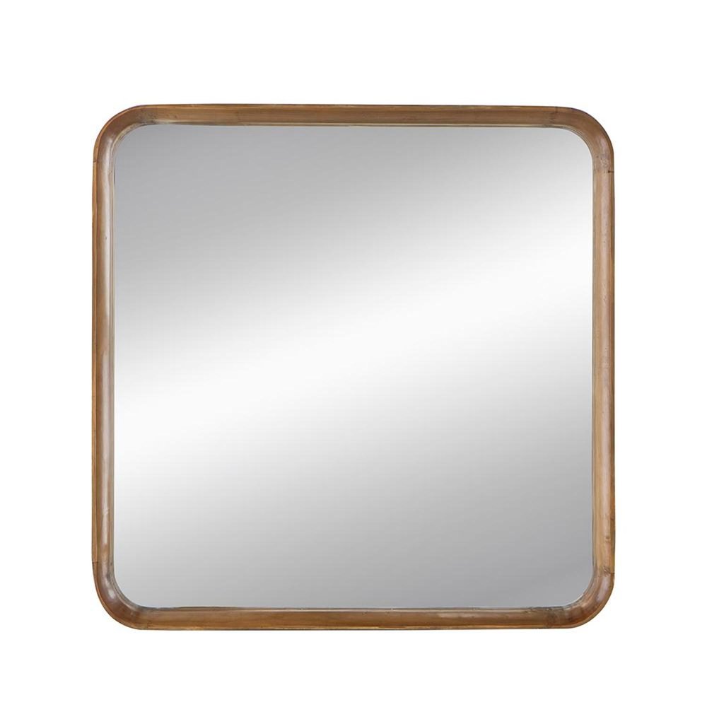 Brown Square Wood Framed Accent Mirror - 32-inch