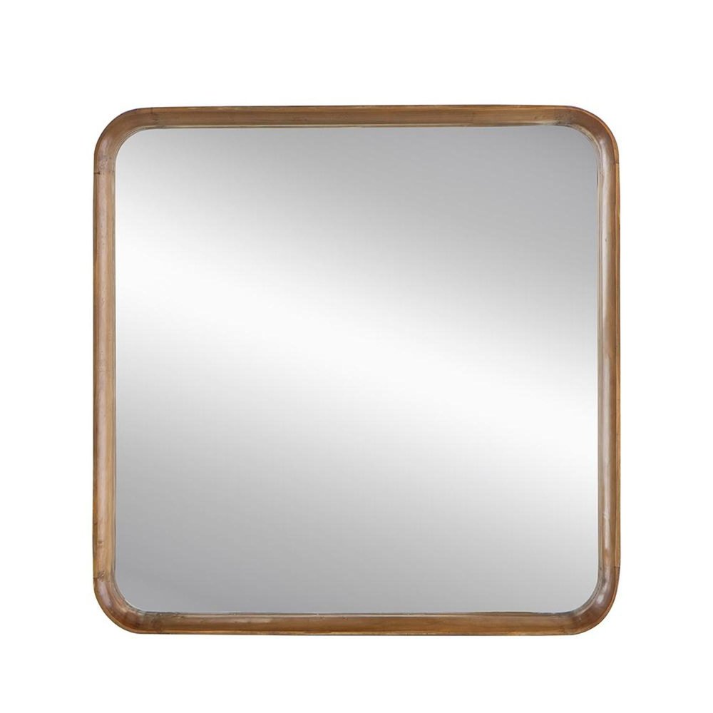 Brown Square Wood Framed Accent Mirror - 32-inch