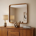 Brown Square Wood Framed Accent Mirror - 32-inch