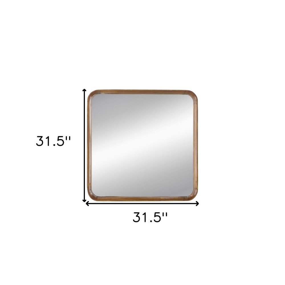 Brown Square Wood Framed Accent Mirror - 32-inch