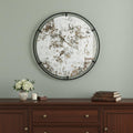 Black Round Iron Framed Accent Mirror - 32-inch