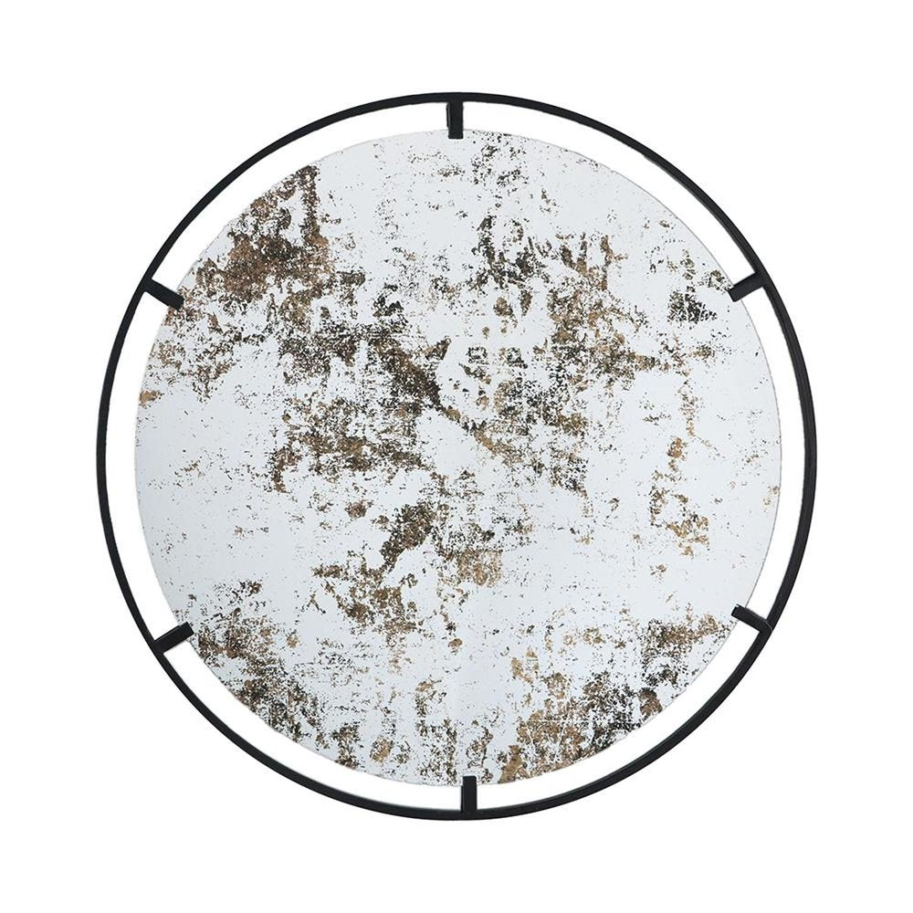 Black Round Iron Framed Accent Mirror - 32-inch