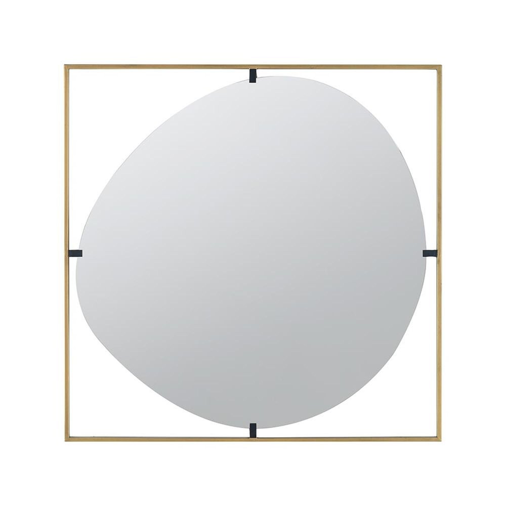 Gold Square Iron Framed Accent Mirror - 32-inch