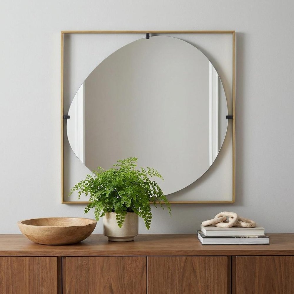 Gold Square Iron Framed Accent Mirror - 32-inch