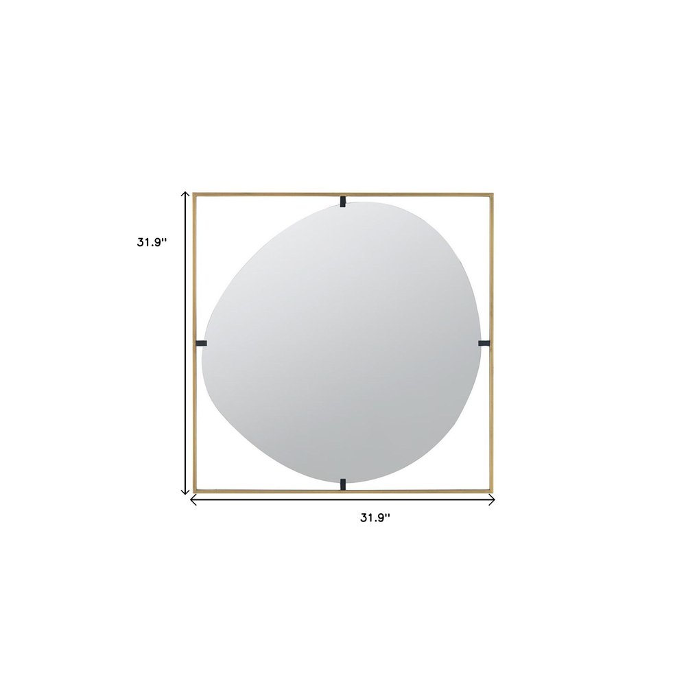 Gold Square Iron Framed Accent Mirror - 32-inch