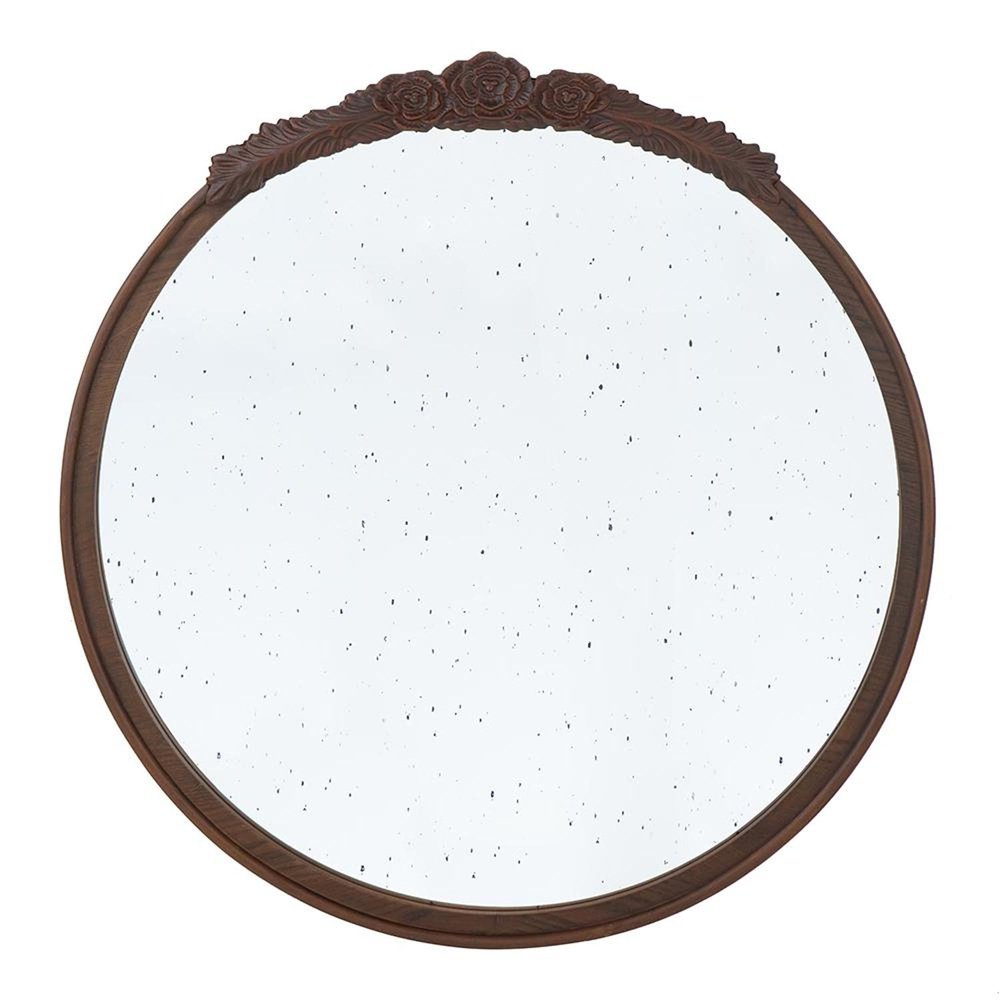Brown Crowned Top Antiqued Glass Framed Accent Mirror - 30-inch