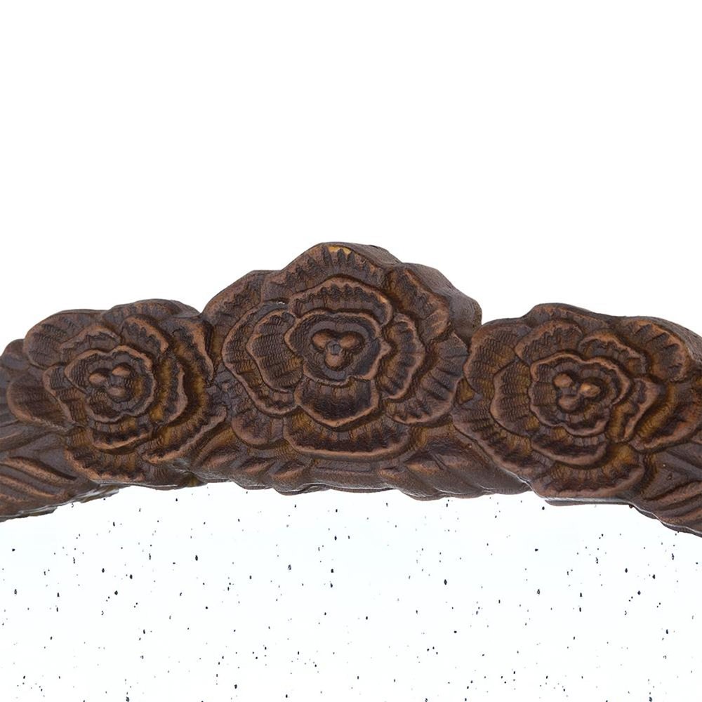 Brown Crowned Top Antiqued Glass Framed Accent Mirror - 30-inch