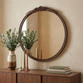 Brown Crowned Top Antiqued Glass Framed Accent Mirror - 30-inch