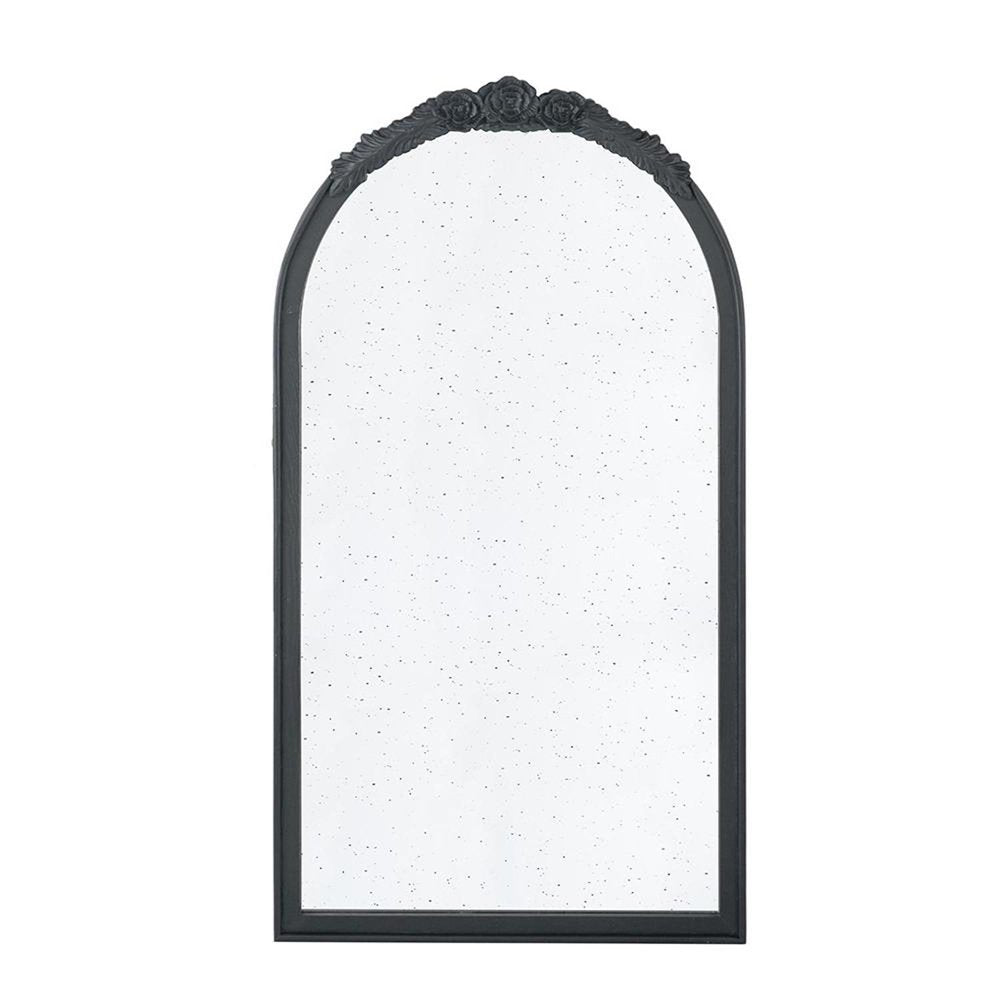 Black Crowned Top Antiqued Glass Arch Framed Accent Mirror - 42-inch