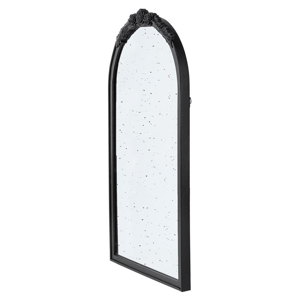 Black Crowned Top Antiqued Glass Arch Framed Accent Mirror - 42-inch