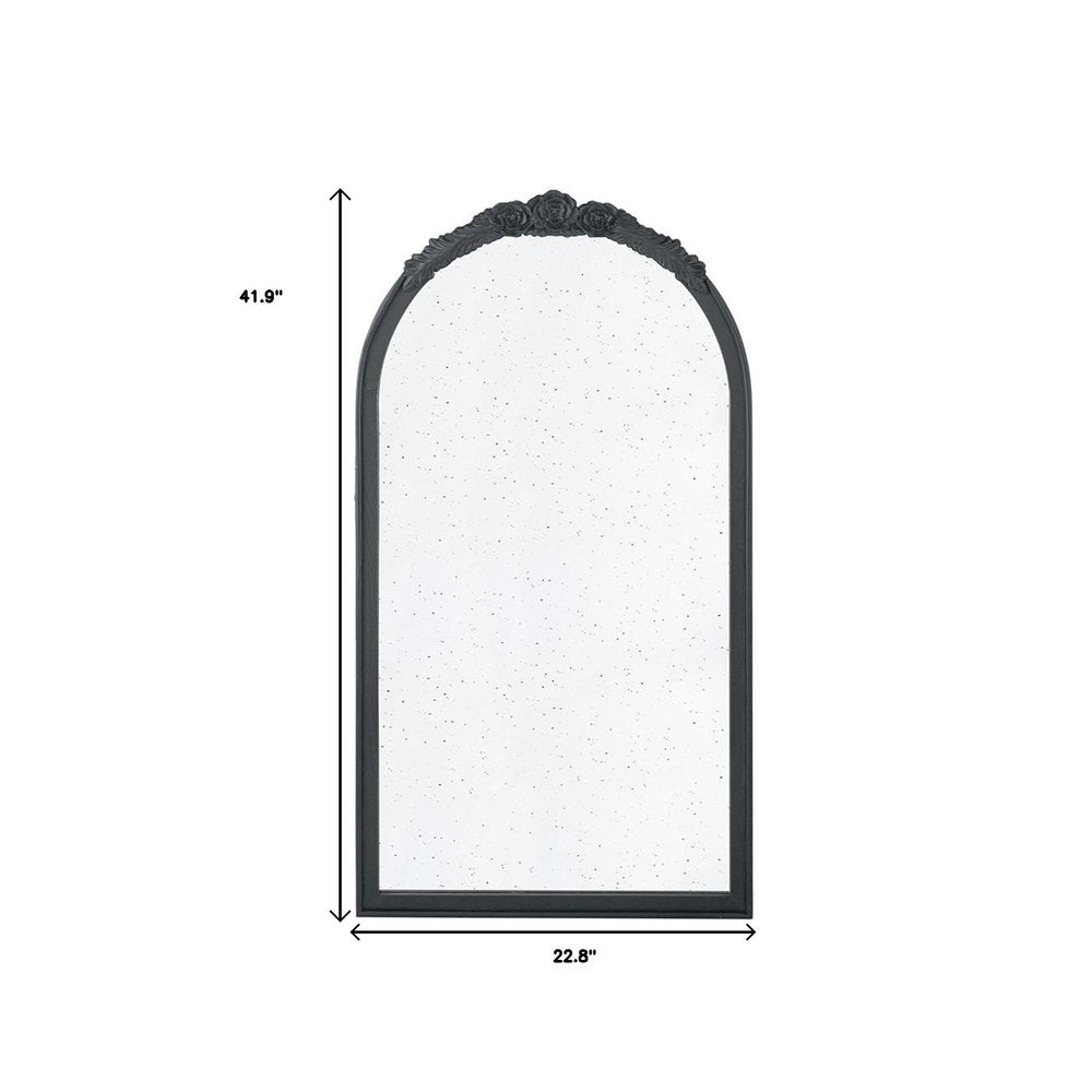 Black Crowned Top Antiqued Glass Arch Framed Accent Mirror - 42-inch