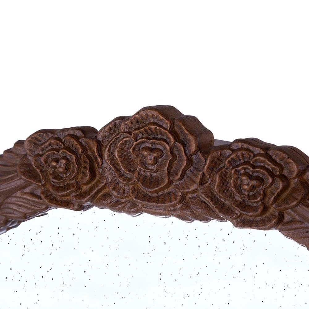 Brown Crowned Top Antiqued Glass Arch Framed Accent Mirror - 42-inch