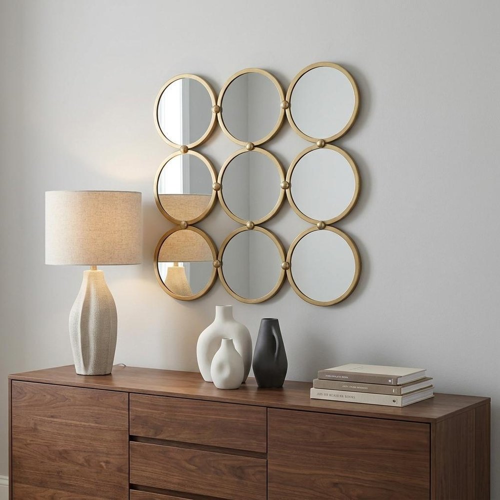 Gold Square Iron Framed Accent Mirror - 27-inch