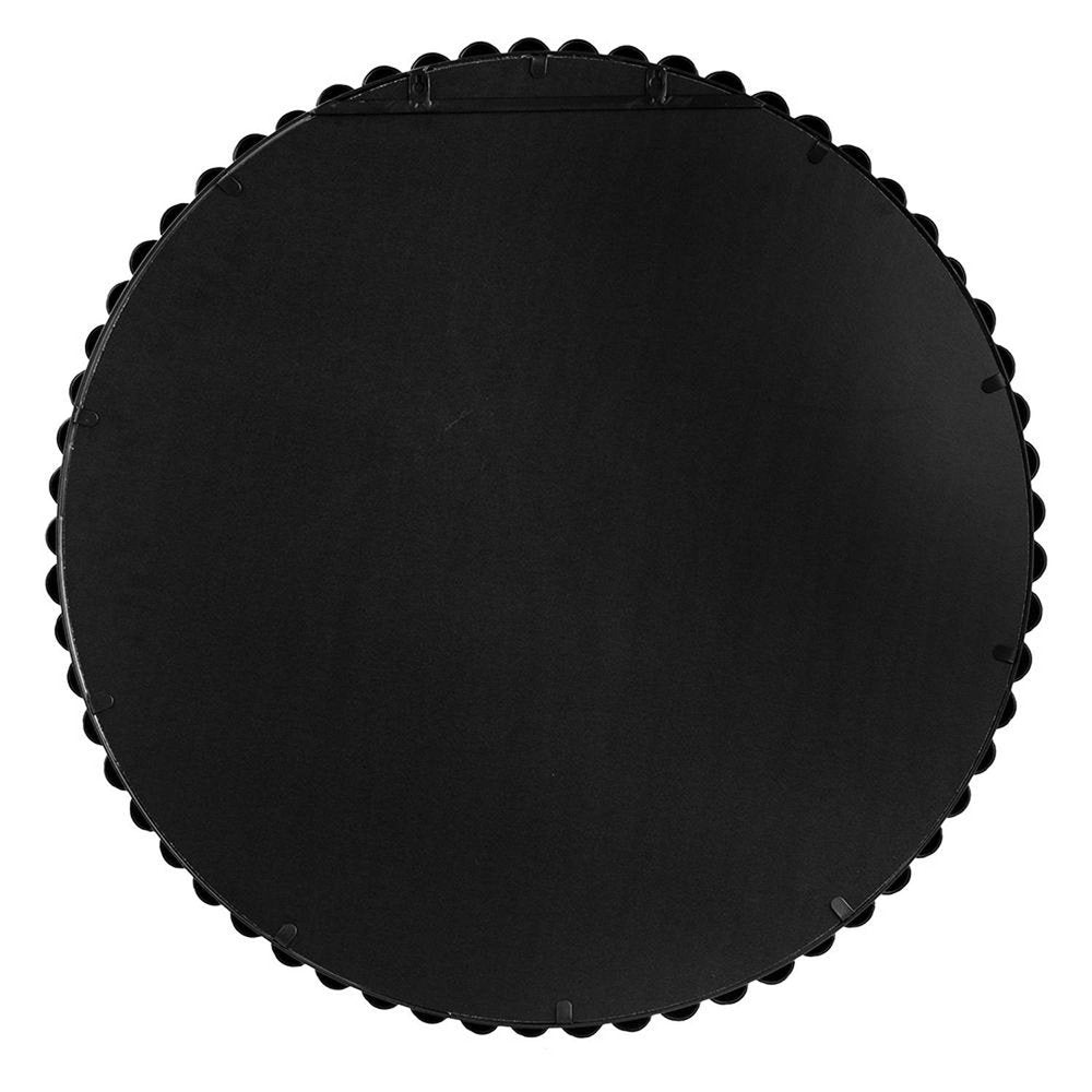 Black Iron Beaded Round Framed Accent Mirror - 32-inch