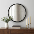 Black Iron Beaded Round Framed Accent Mirror - 32-inch