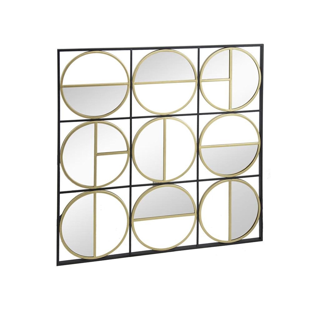 Black and Gold Square Iron Framed Accent Mirror - 36-inch