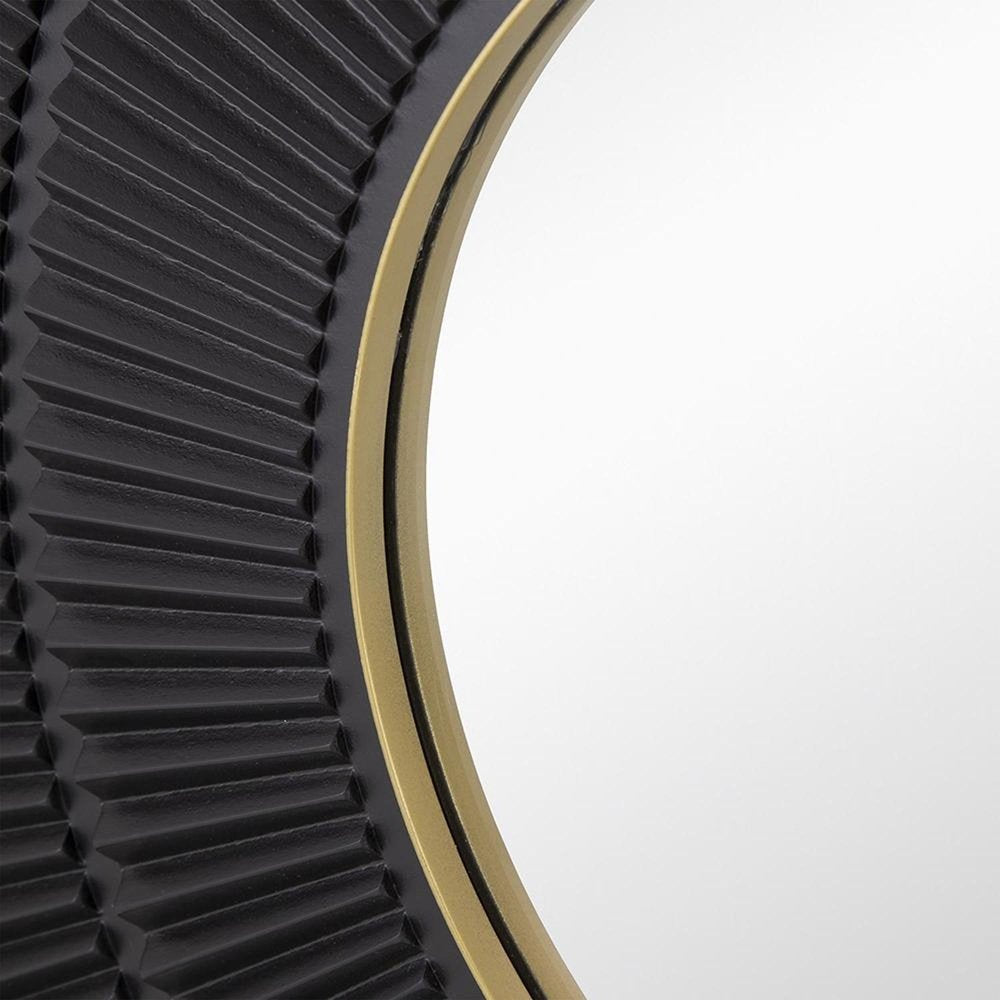 Black and Gold Round Wood and Metal Framed Accent Mirror - 32-inch