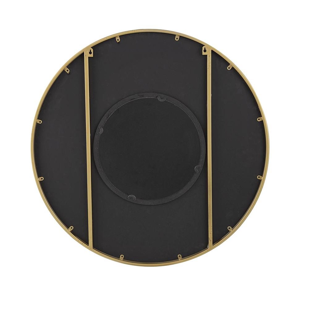 Black and Gold Round Wood and Metal Framed Accent Mirror - 32-inch