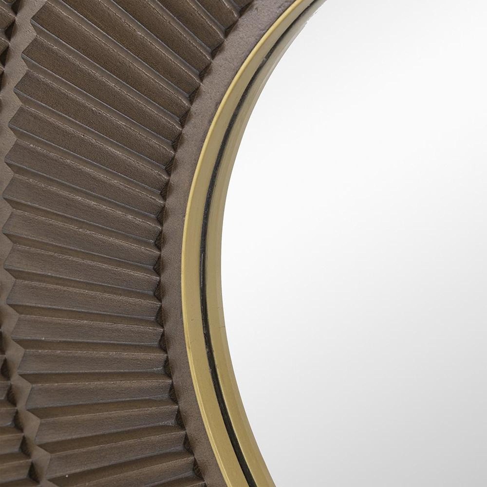 Brown and Gold Round Wood and Metal Framed Accent Mirror - 32-inch
