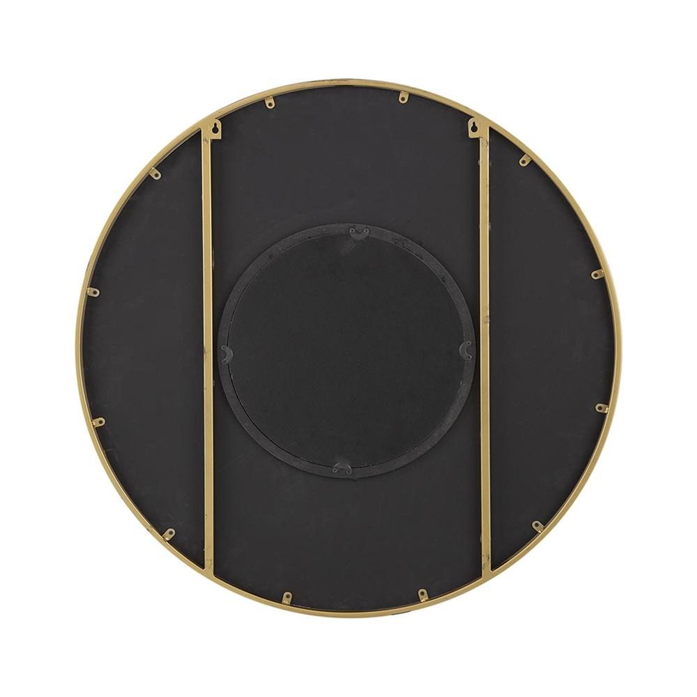 Brown and Gold Round Wood and Metal Framed Accent Mirror - 32-inch