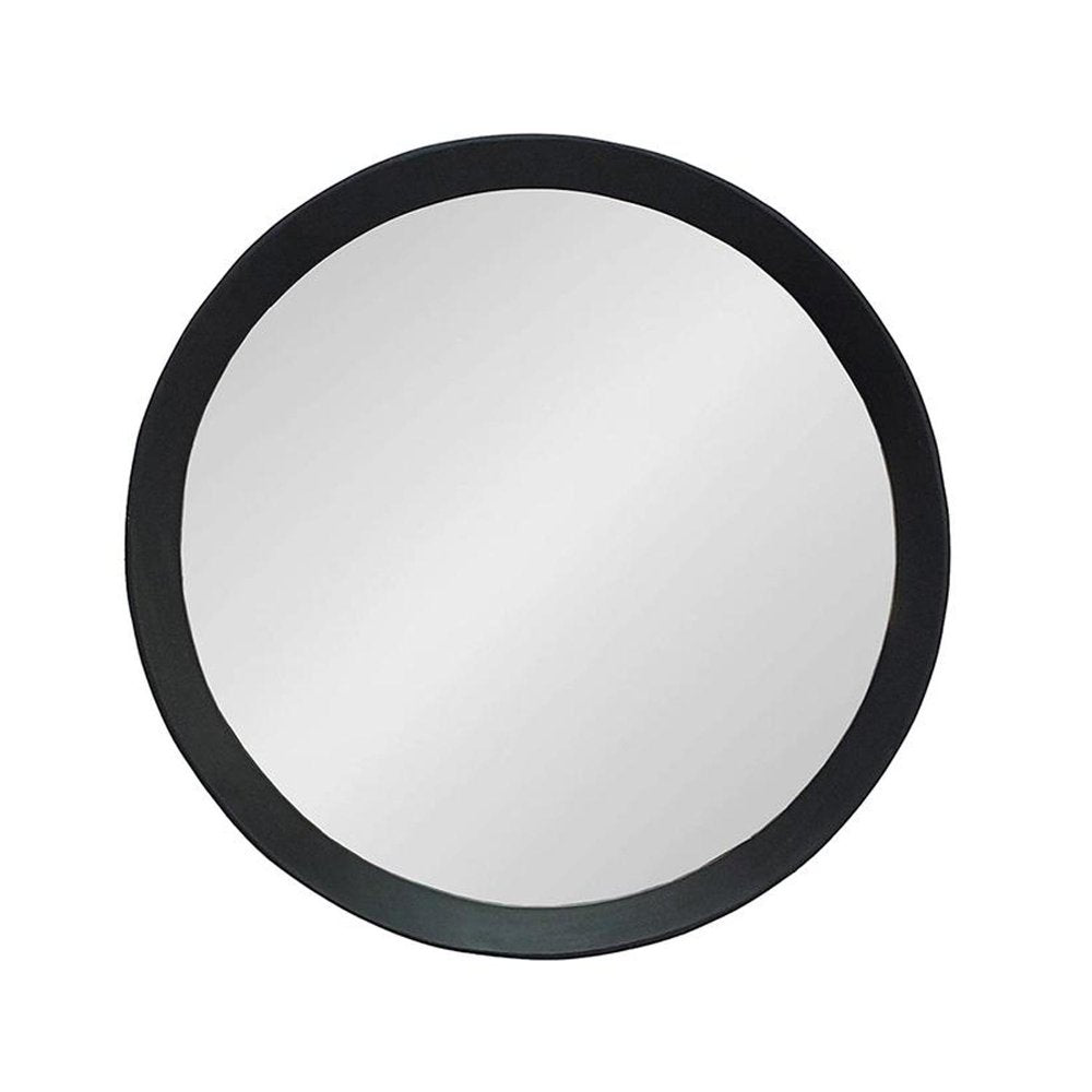 Black Round Wood Framed Accent Mirror - 20-inch