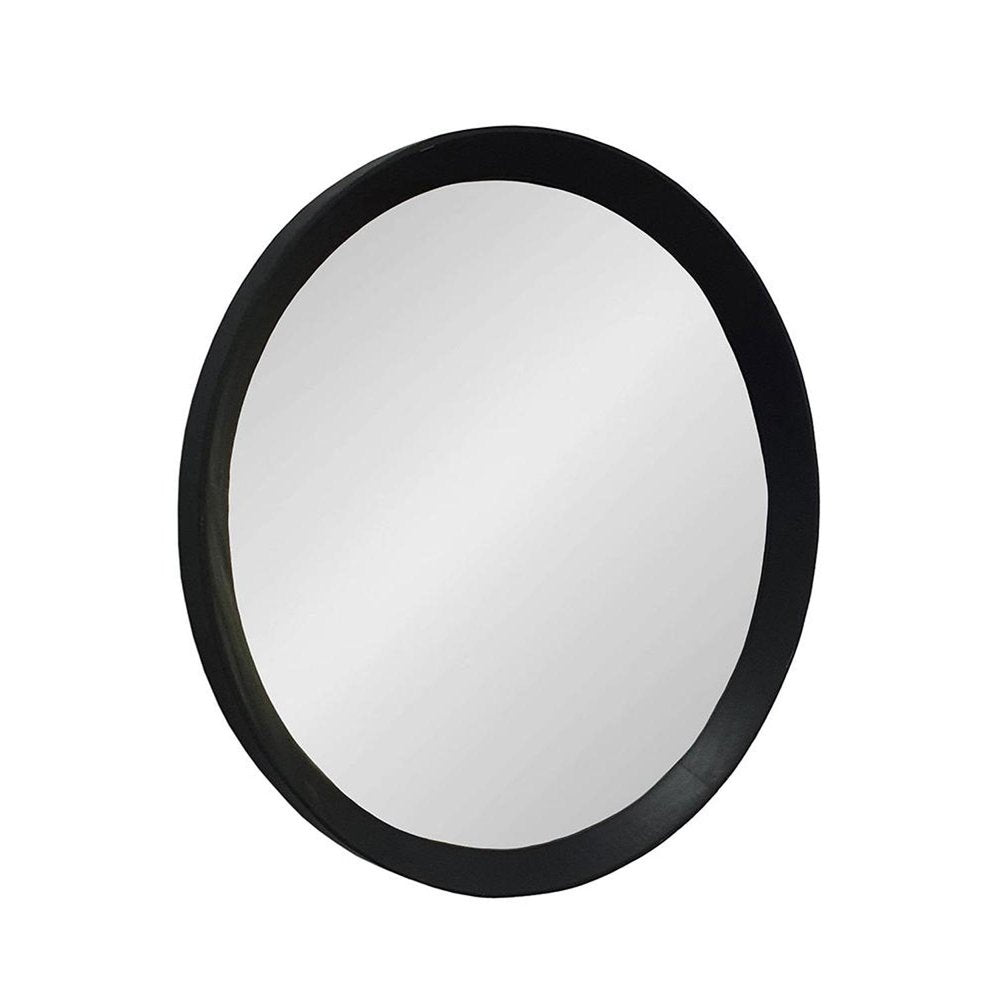 Black Round Wood Framed Accent Mirror - 20-inch