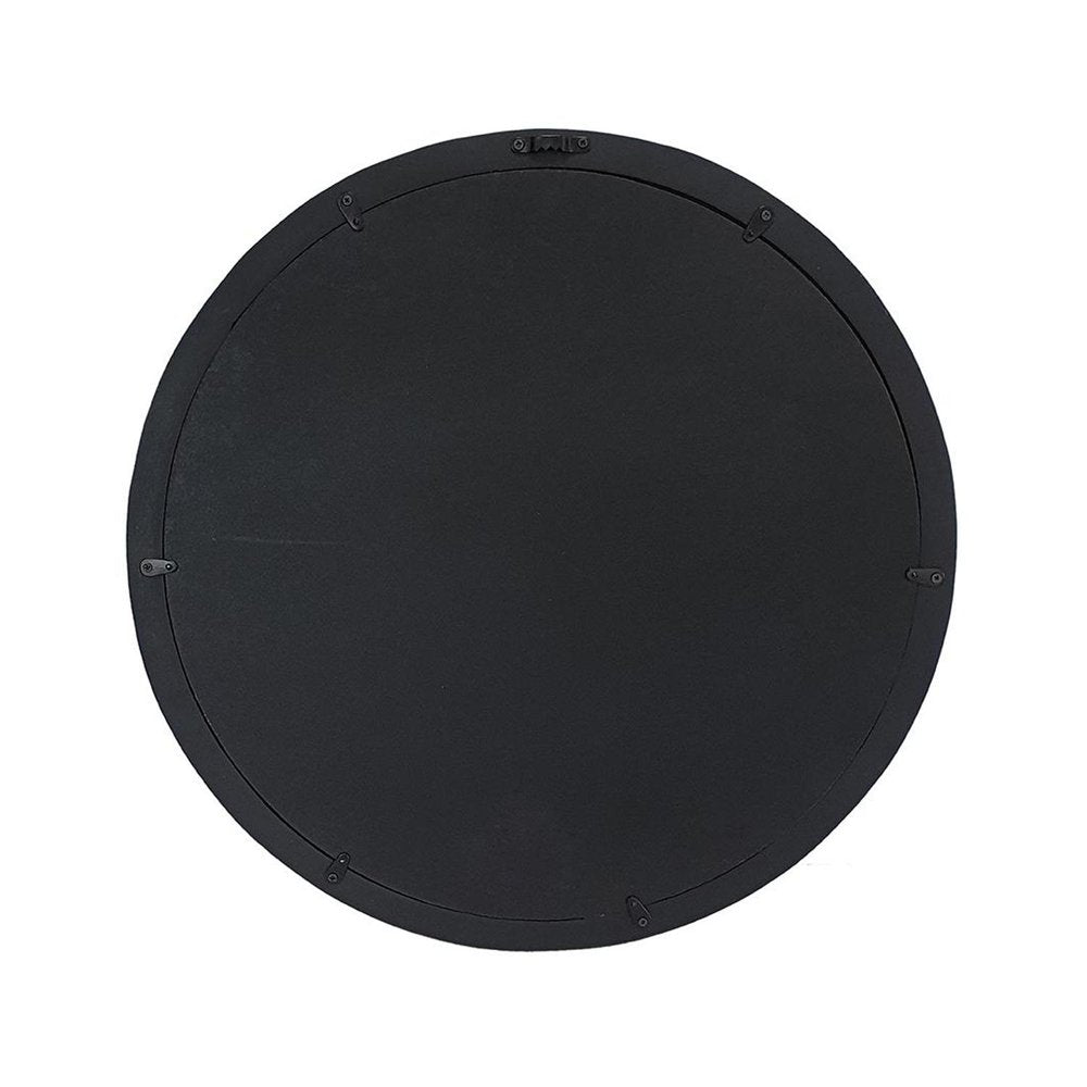Black Round Wood Framed Accent Mirror - 20-inch