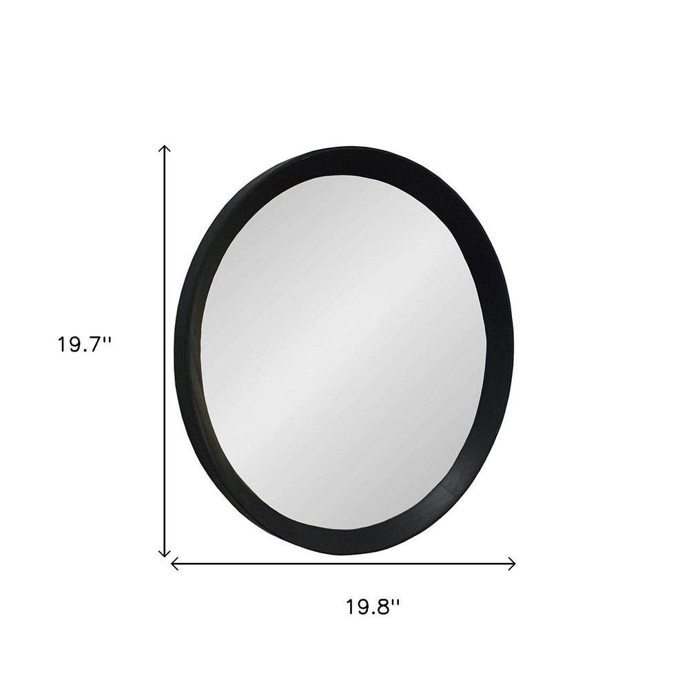 Black Round Wood Framed Accent Mirror - 20-inch