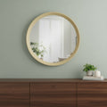 Cream Round Wood Framed Accent Mirror - 20-inch