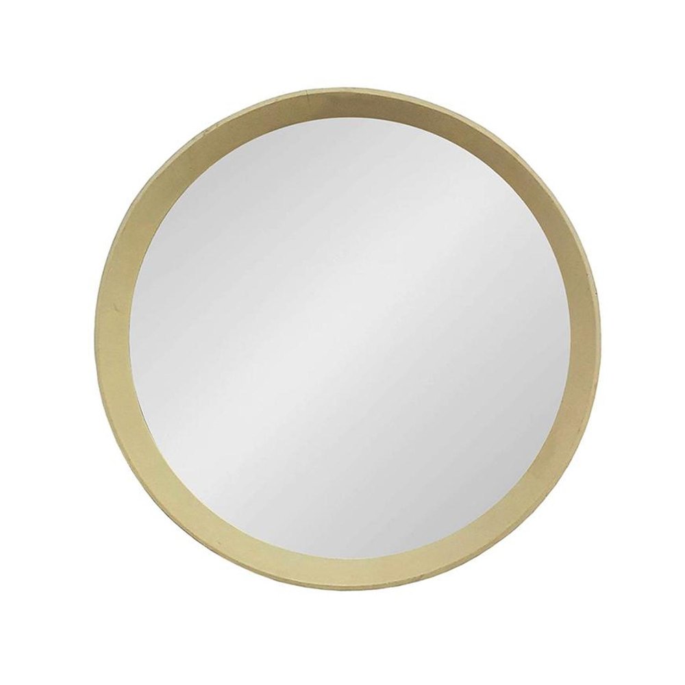 Cream Round Wood Framed Accent Mirror - 20-inch
