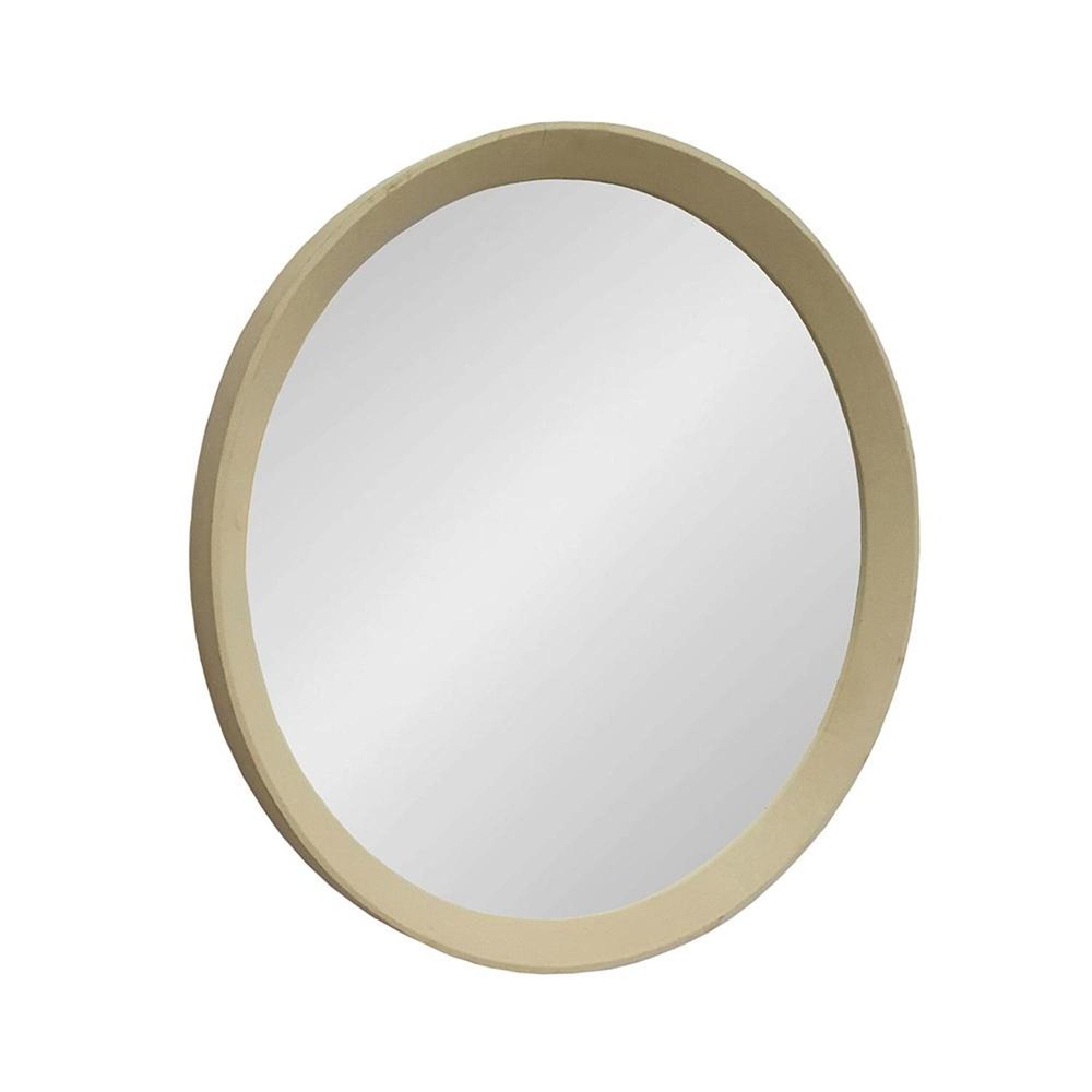 Cream Round Wood Framed Accent Mirror - 20-inch