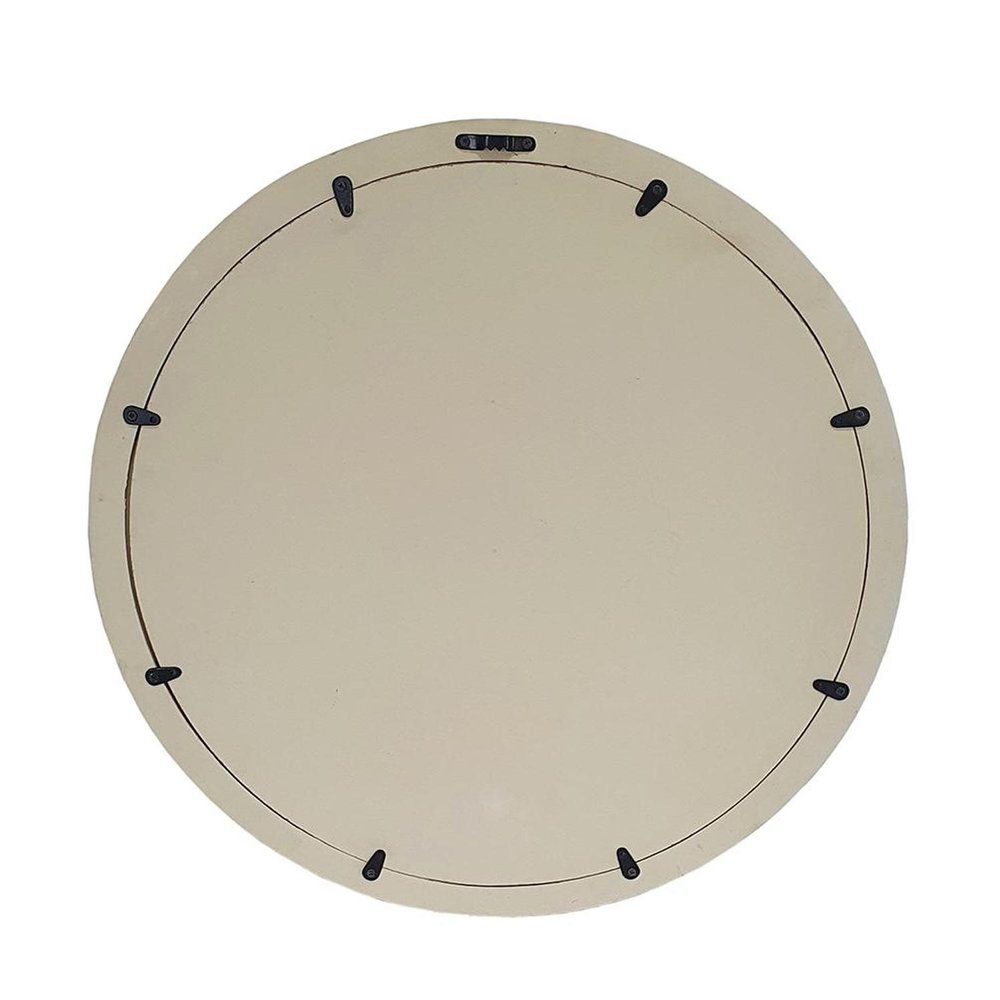 Cream Round Wood Framed Accent Mirror - 20-inch