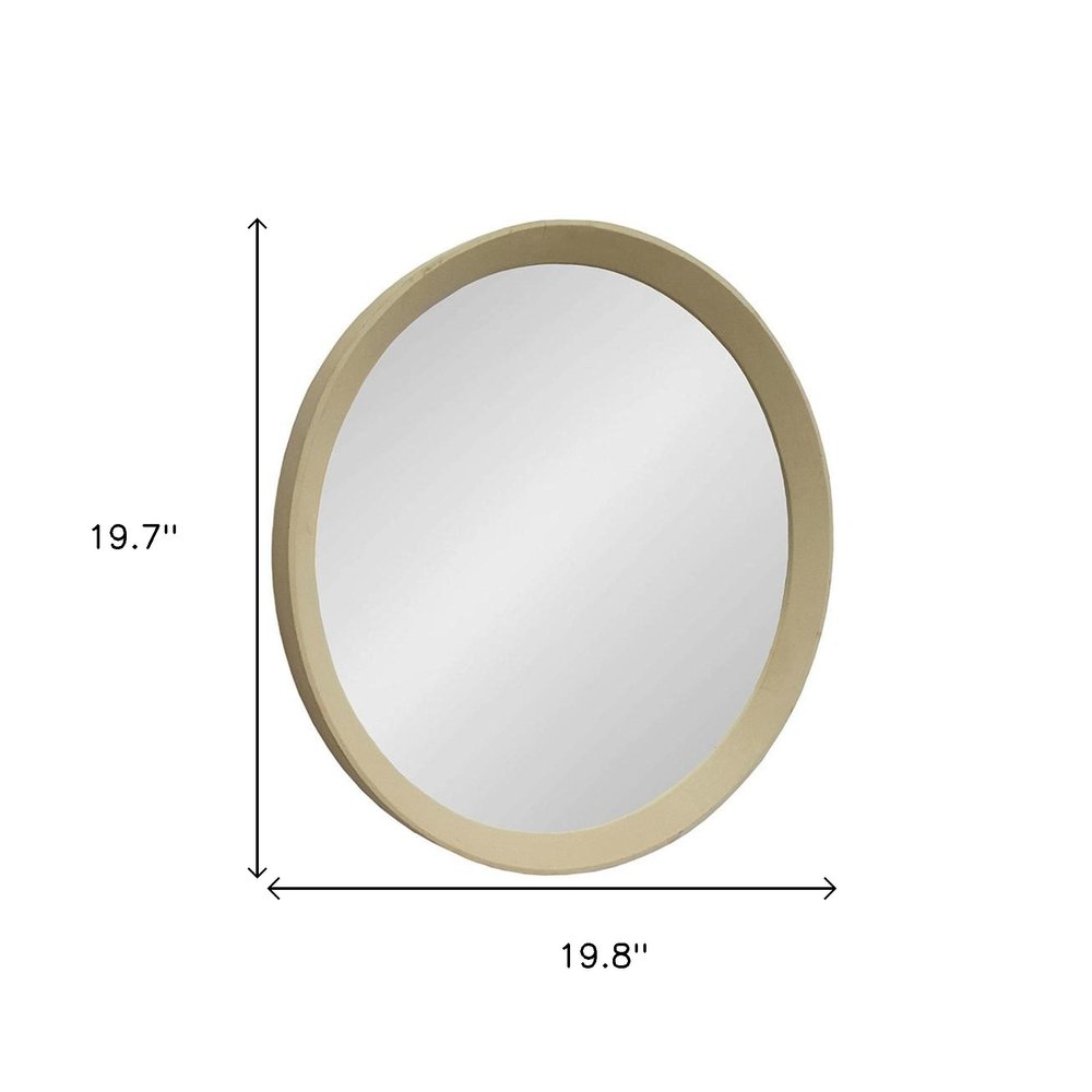 Cream Round Wood Framed Accent Mirror - 20-inch