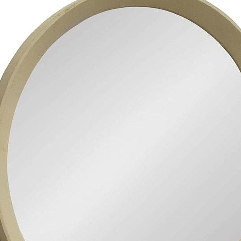 Cream Round Wood Framed Accent Mirror - 20-inch