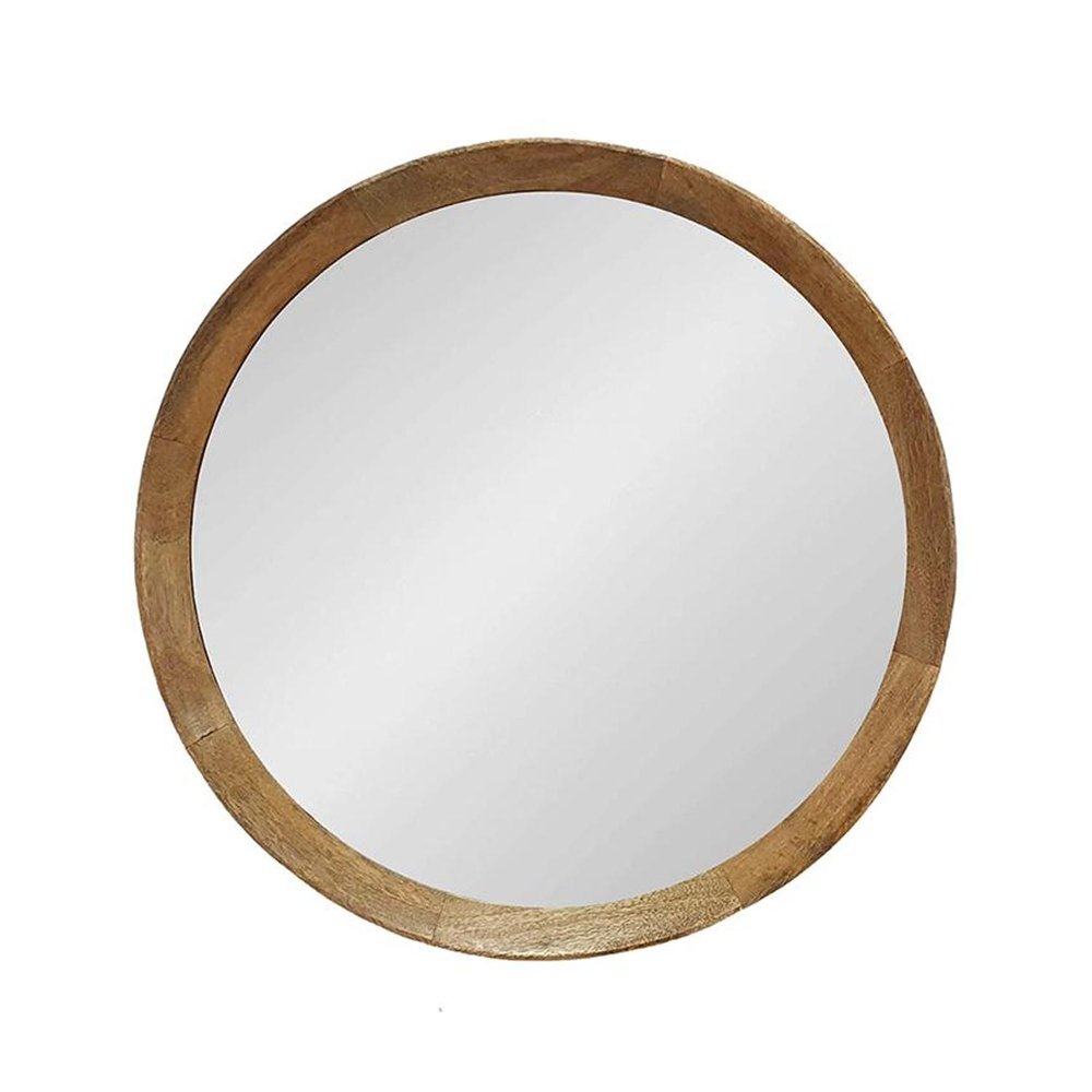 Natural Round Wood Framed Accent Mirror - 20-inch