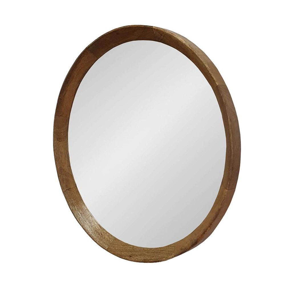 Natural Round Wood Framed Accent Mirror - 20-inch