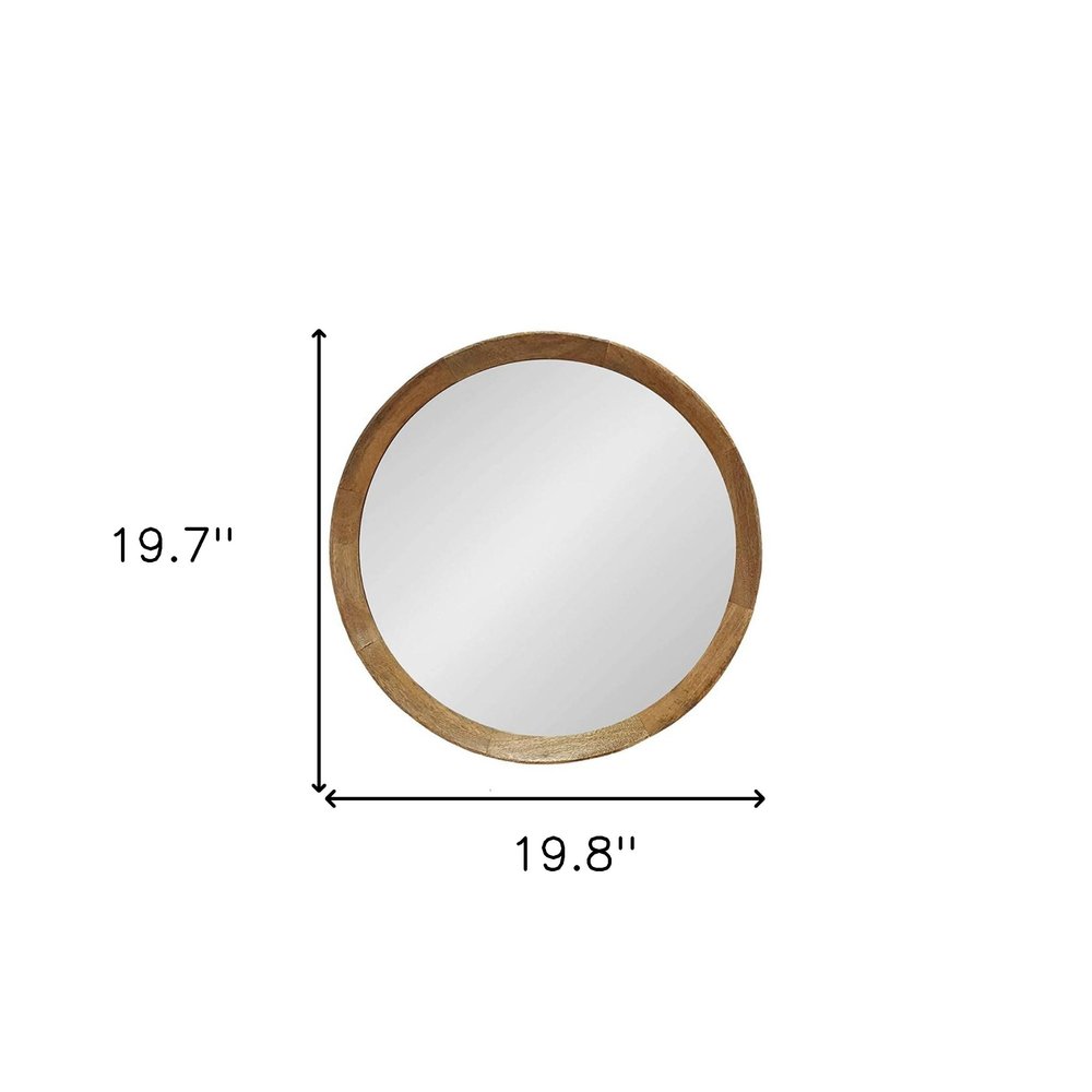 Natural Round Wood Framed Accent Mirror - 20-inch