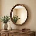 Natural Round Wood Framed Accent Mirror - 20-inch