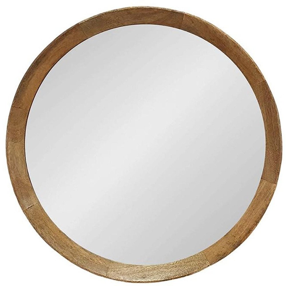 Natural Round Wood Framed Accent Mirror - 20-inch