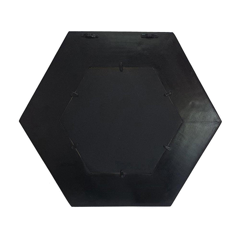 Black Hexagon Wood Framed Accent Mirror - 19-inch