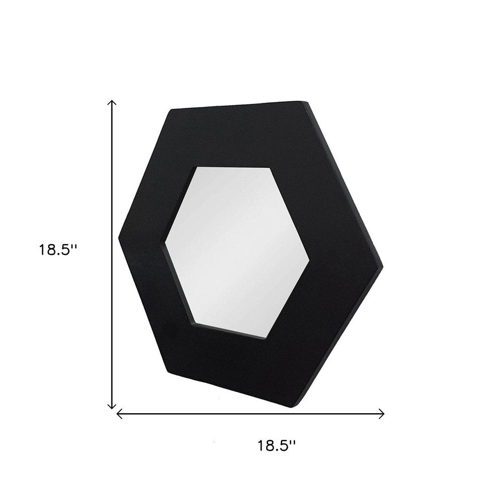 Black Hexagon Wood Framed Accent Mirror - 19-inch